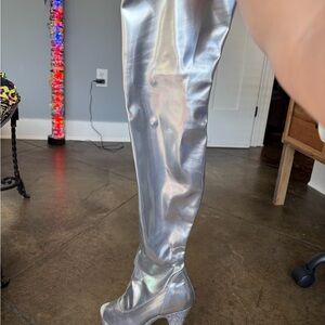 Silver Over-the-Knee Boots